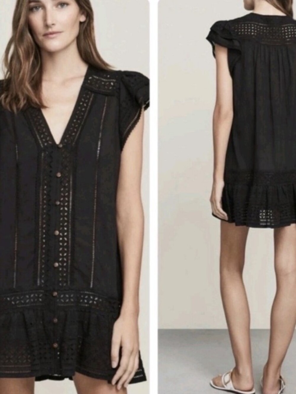 Veronica Beard Black Eyelet Mini Dress